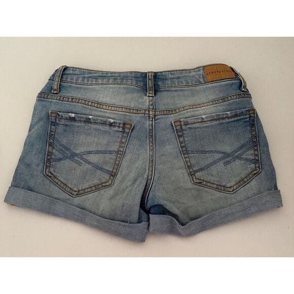 Lot of 2 Denim Shorts Blue 5 Pocket Arizona Jean Co, Aeropostale MIDI Grunge Wom - Picture 3 of 16